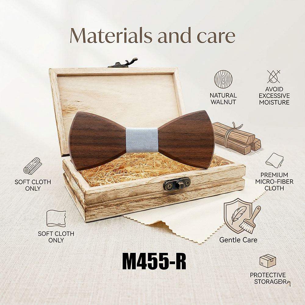 M455 M455  Solid Bow Tie with Gift Box, Zebrawood — view 12