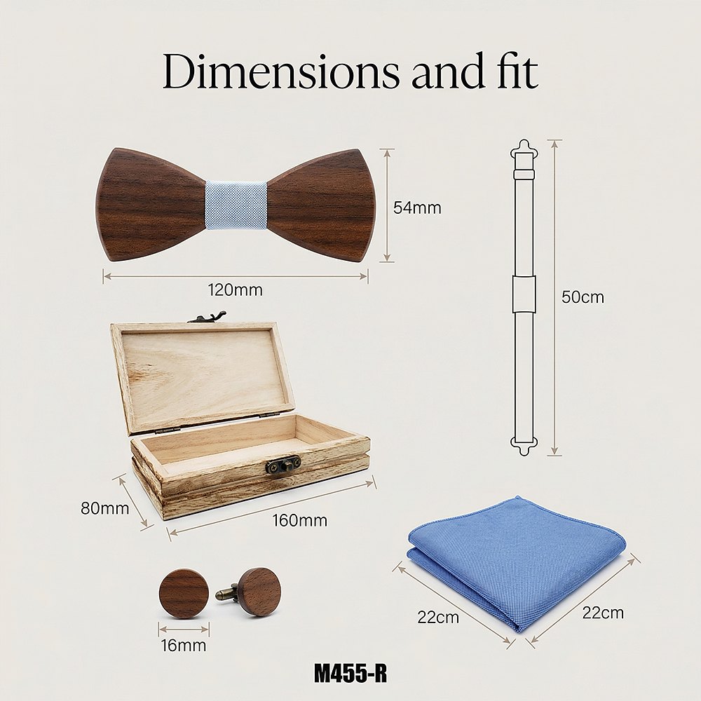 M455 M455  Solid Bow Tie with Gift Box, Zebrawood — view 5