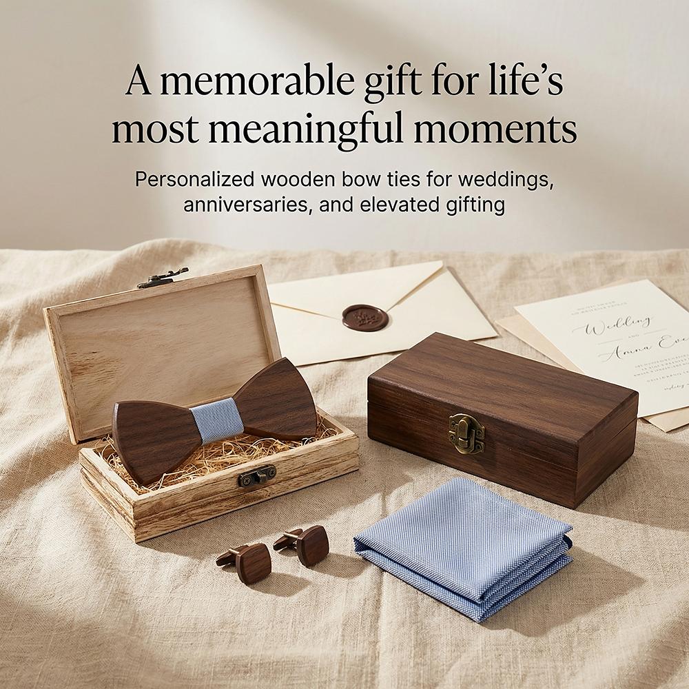 M455 M455  Solid Bow Tie with Gift Box, Zebrawood — view 6