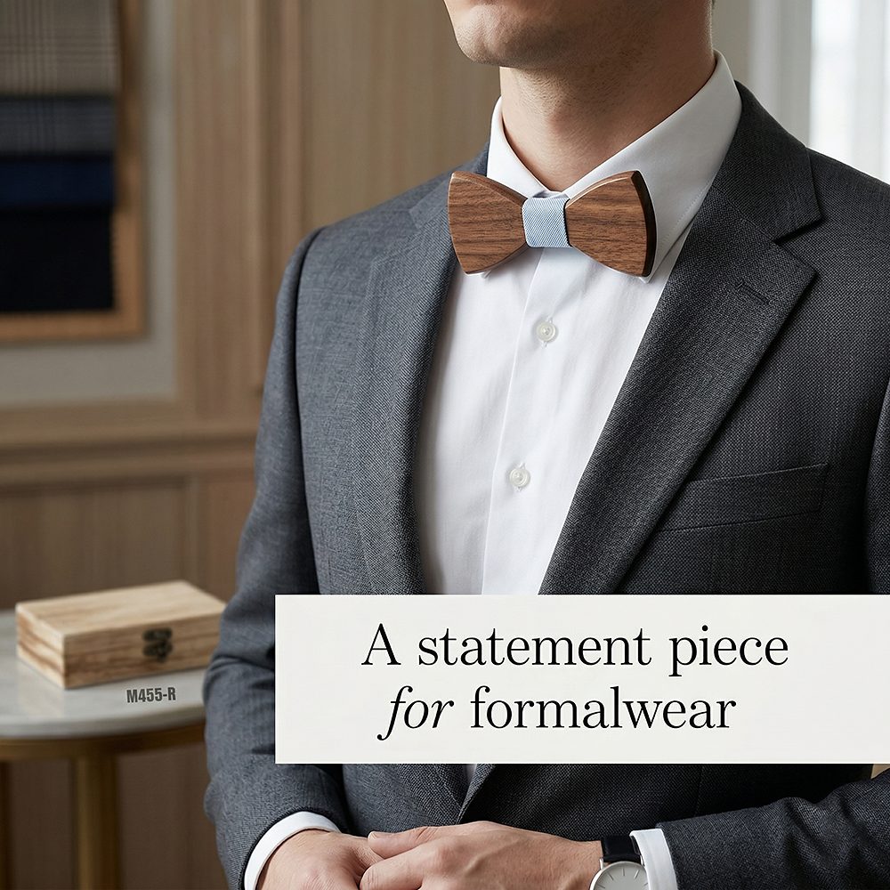 M455 M455  Solid Bow Tie with Gift Box, Zebrawood — view 7