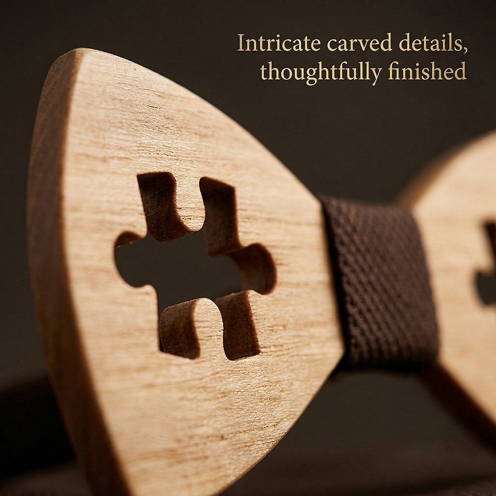 M457 M457  Puzzle Piece Cutout Bow Tie Set, Walnut — view 3