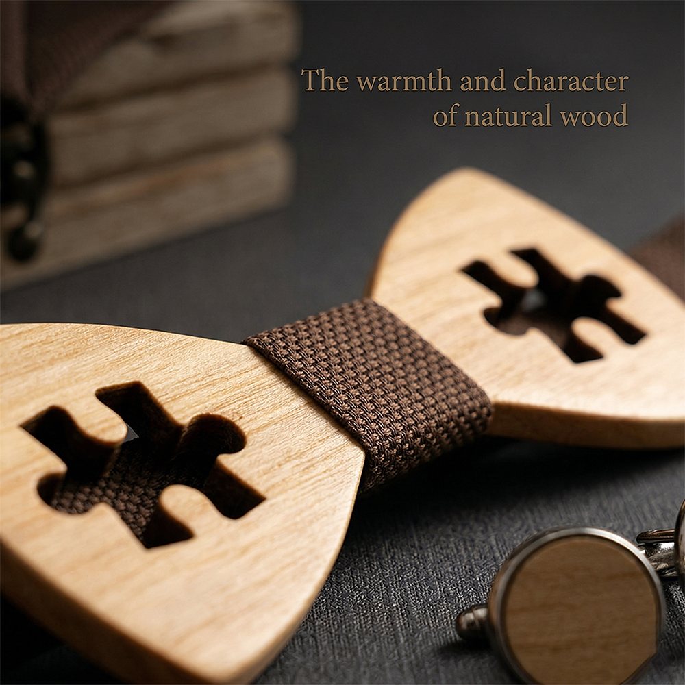 M457 M457  Puzzle Piece Cutout Bow Tie Set, Walnut — view 5