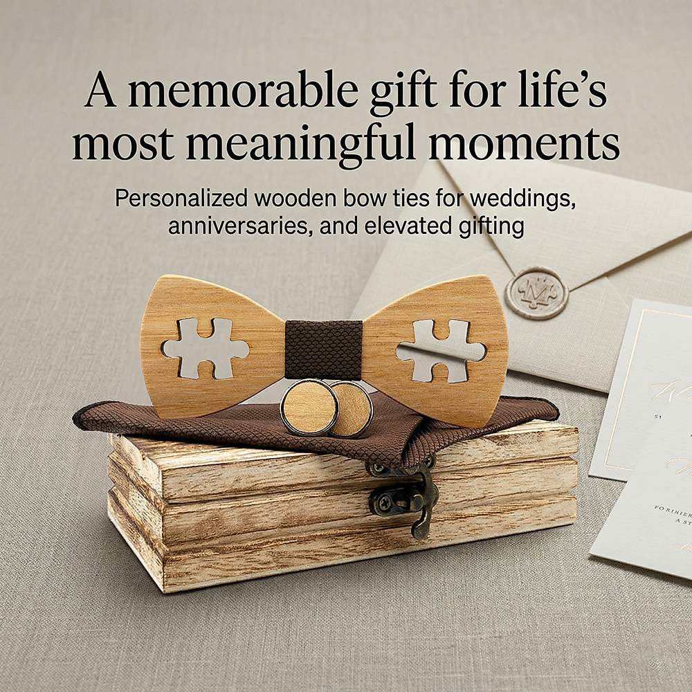 M457 M457  Puzzle Piece Cutout Bow Tie Set, Walnut — view 6