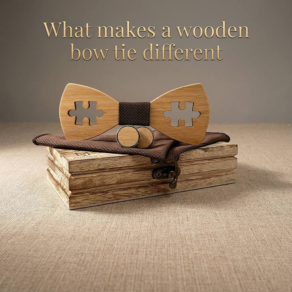 M457 M457  Puzzle Piece Cutout Bow Tie Set, Walnut — view 8