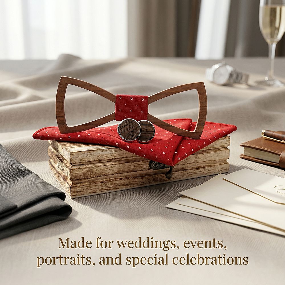 M458 M458  Open Frame Silhouette Bow Tie Set, Walnut — view 4