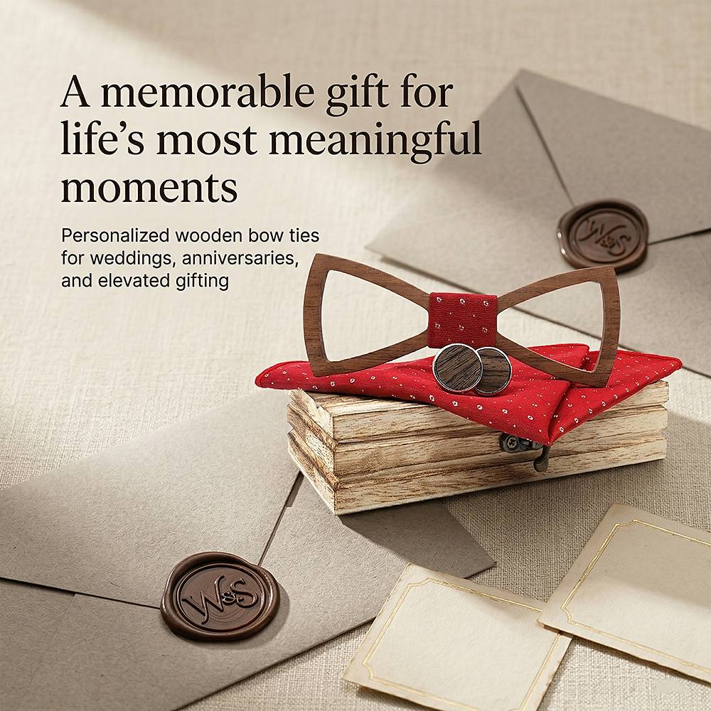 M458 M458  Open Frame Silhouette Bow Tie Set, Walnut — view 6