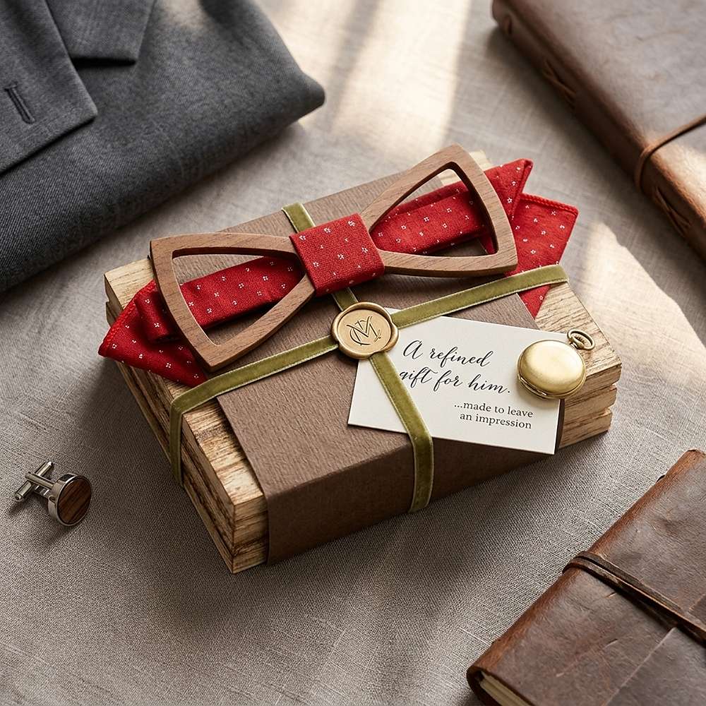 M458 M458  Open Frame Silhouette Bow Tie Set, Walnut — view 8