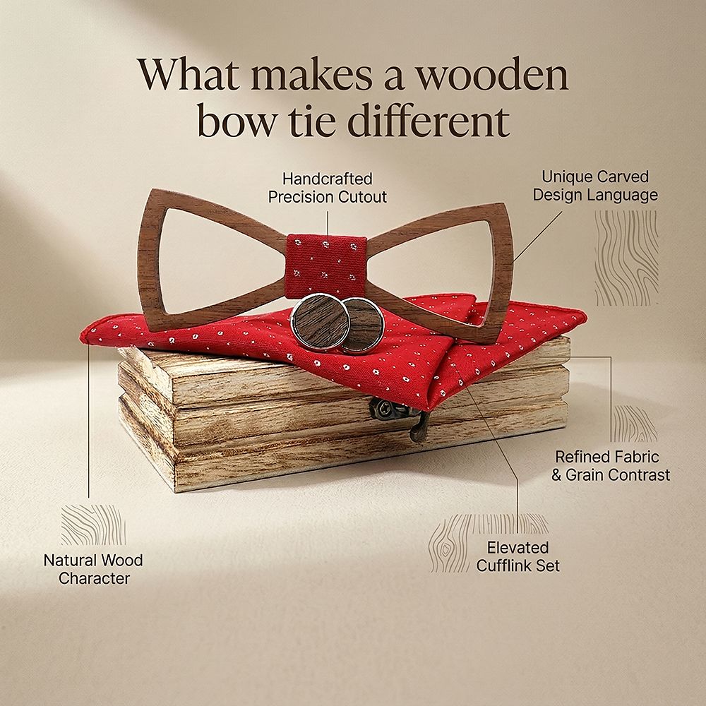 M458 M458  Open Frame Silhouette Bow Tie Set, Walnut — view 9