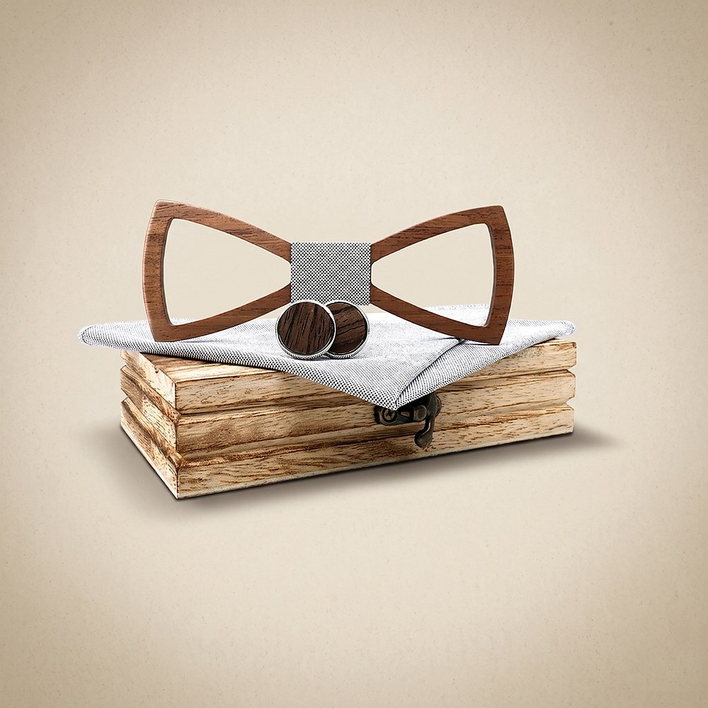 M458 M458  Open Frame Silhouette Bow Tie Set, Walnut — colour C1