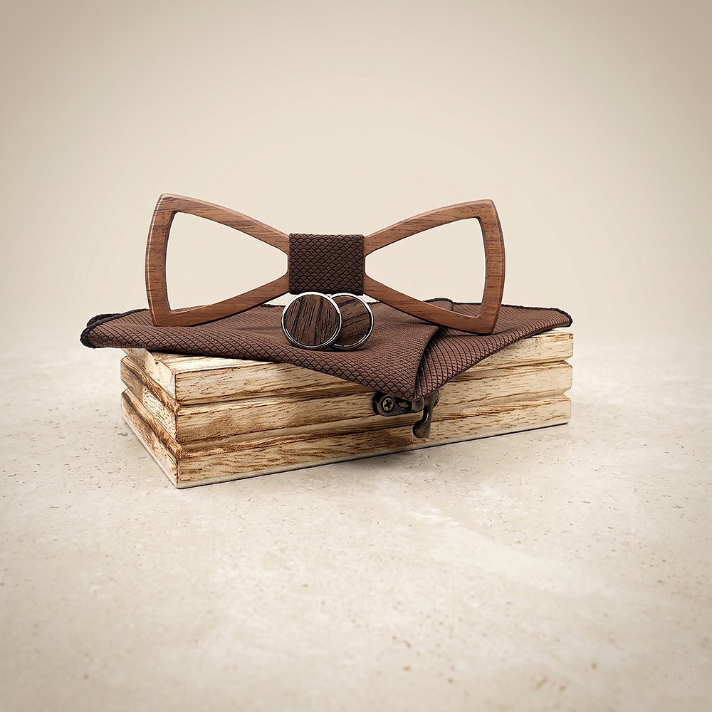 M458 M458  Open Frame Silhouette Bow Tie Set, Walnut — colour C3