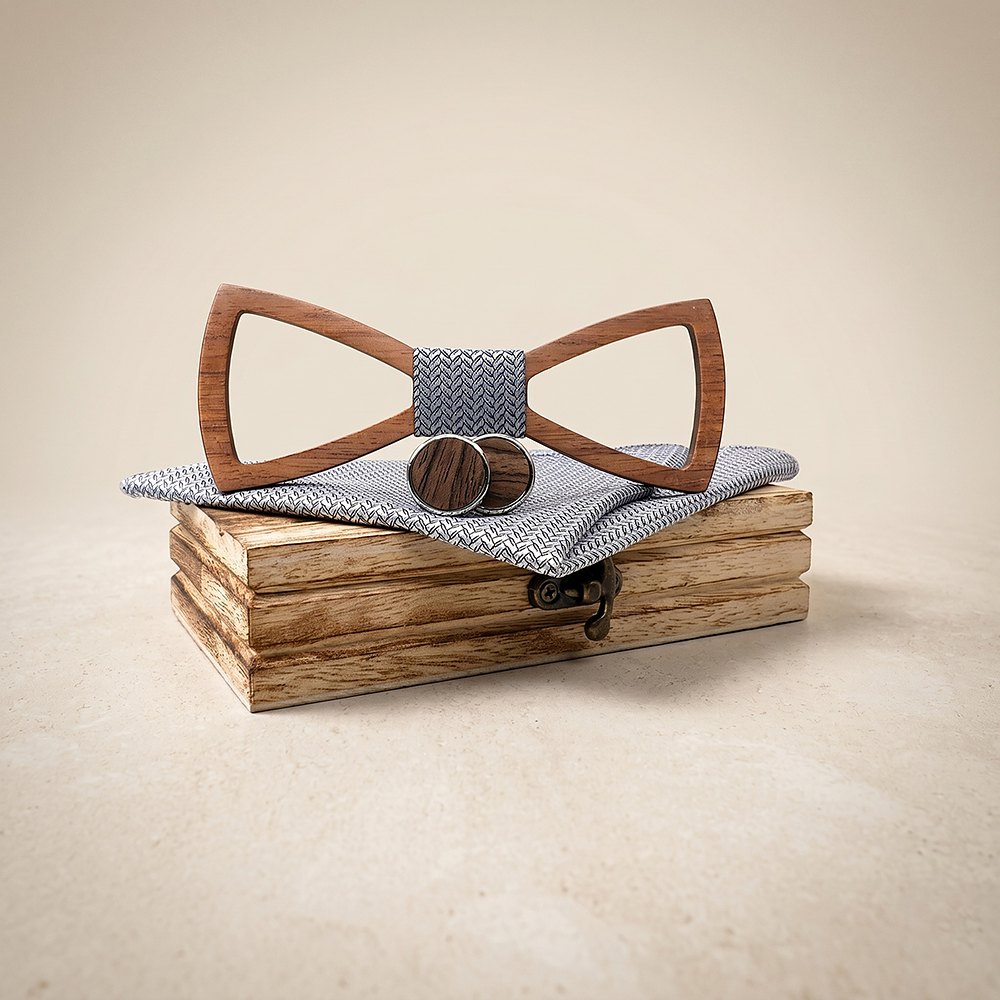 M458 M458  Open Frame Silhouette Bow Tie Set, Walnut — colour C4