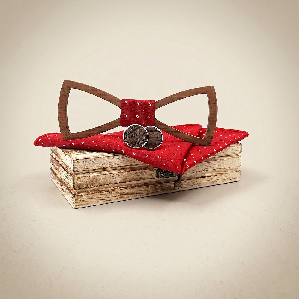 M458 M458  Open Frame Silhouette Bow Tie Set, Walnut — colour C6