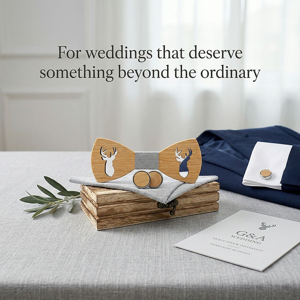 M459 M459  Deer Cutout Bow Tie Set, Maple — view 2