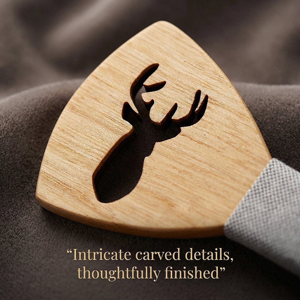 M459 M459  Deer Cutout Bow Tie Set, Maple — view 3