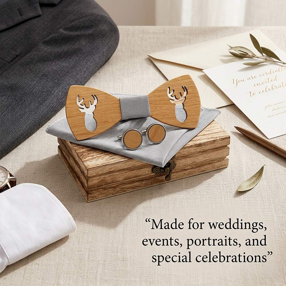 M459 M459  Deer Cutout Bow Tie Set, Maple — view 4