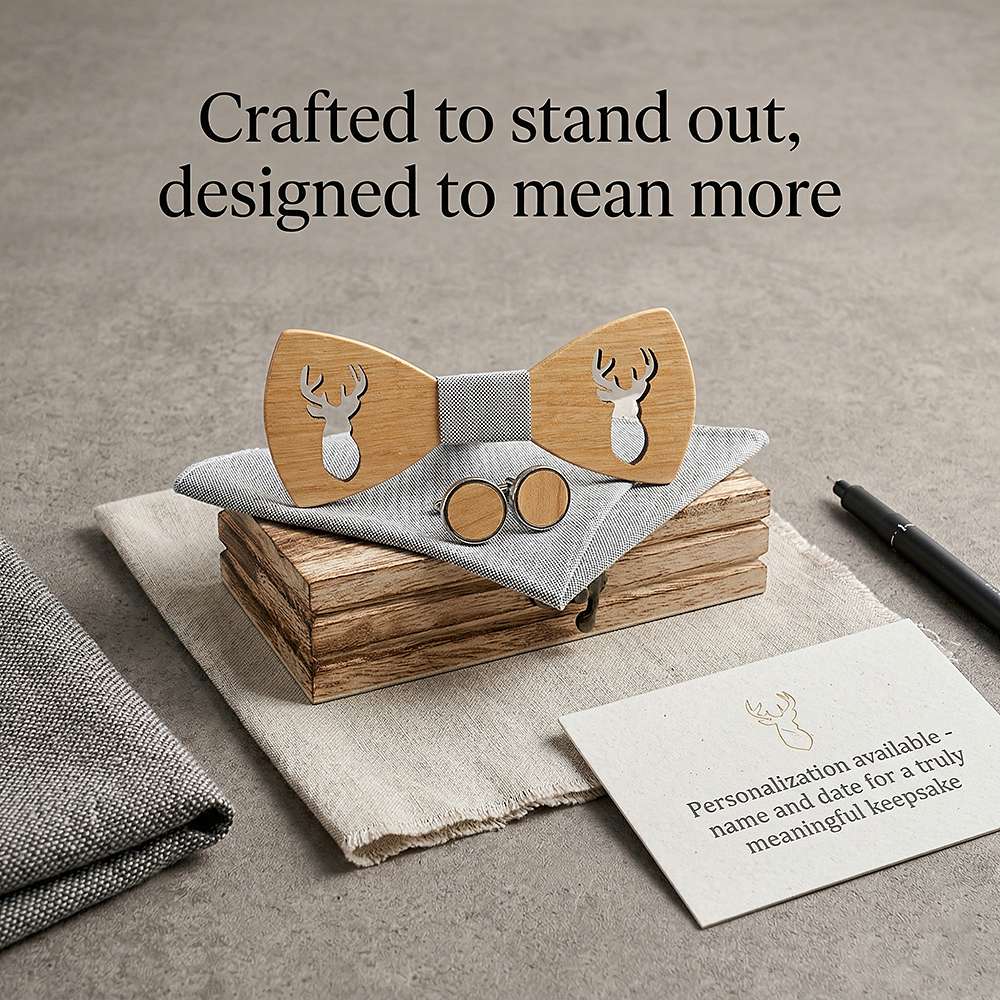 M459 M459  Deer Cutout Bow Tie Set, Maple — view 8