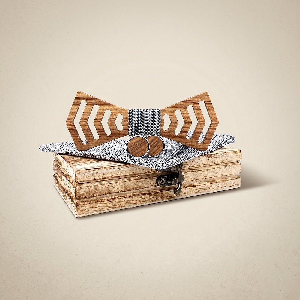 M460 M460  Chevron Arrow Bow Tie Set, Zebrawood — colour C4