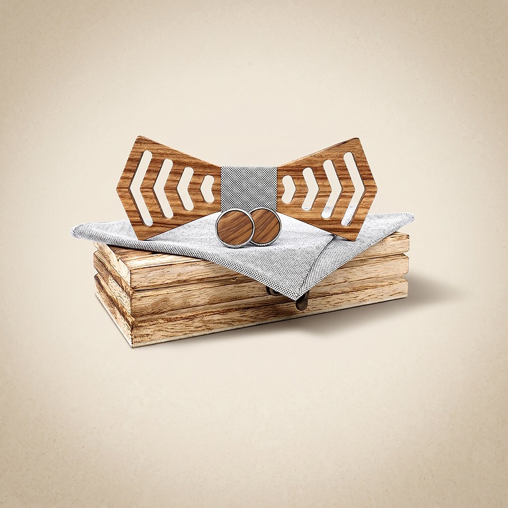 M460 M460  Chevron Arrow Bow Tie Set, Zebrawood — colour C5