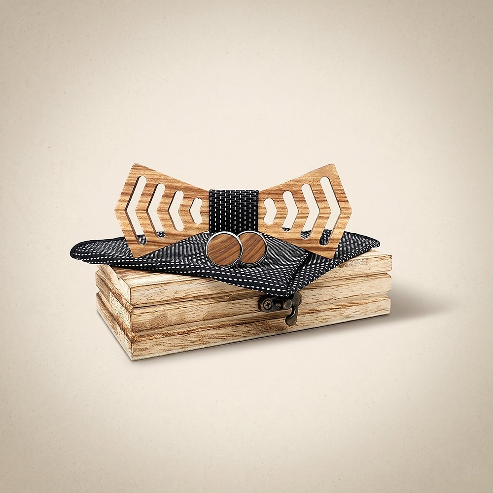 M460 M460  Chevron Arrow Bow Tie Set, Zebrawood — colour C6