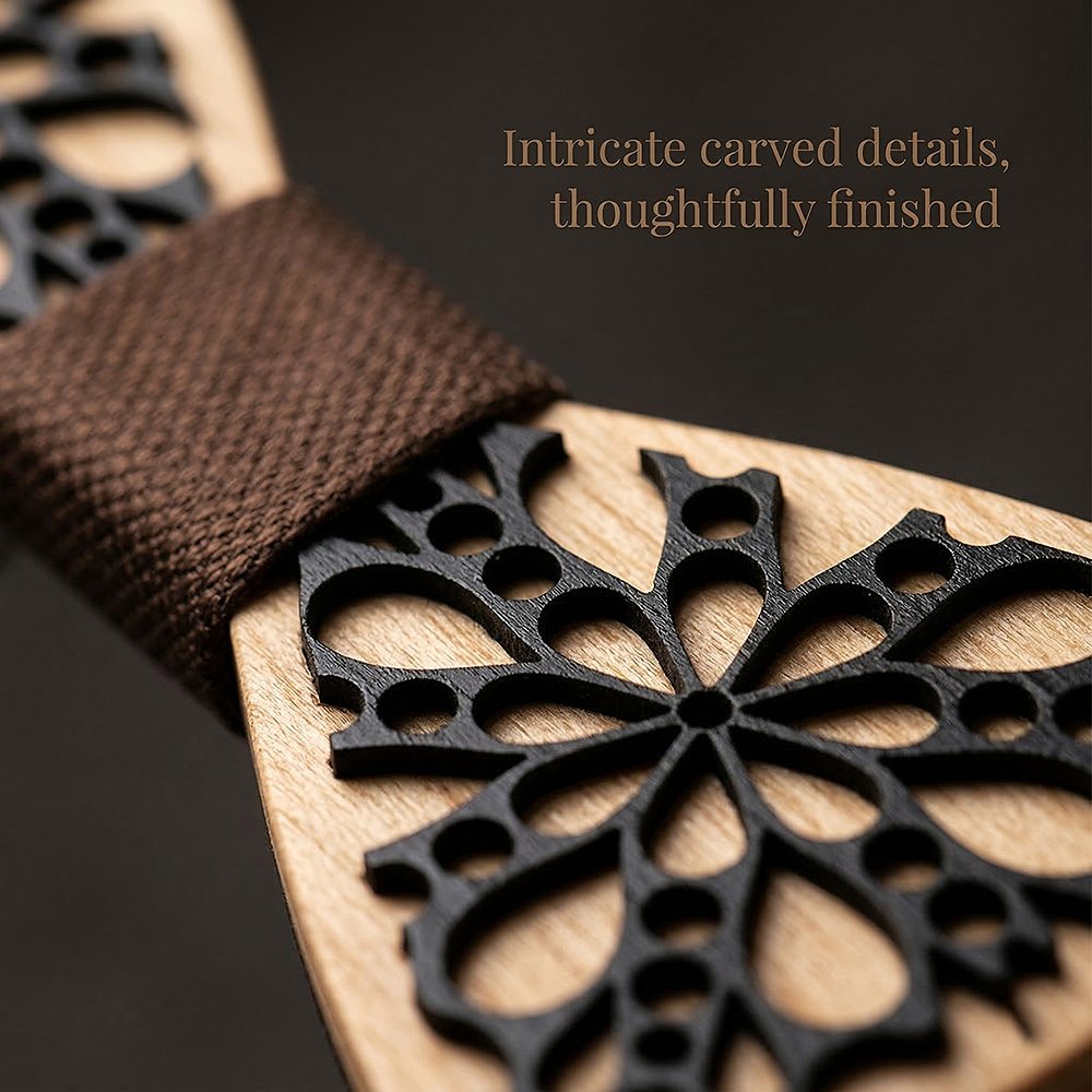 M461 M461  Floral Petal Cutout Bow Tie Set, Maple — view 3