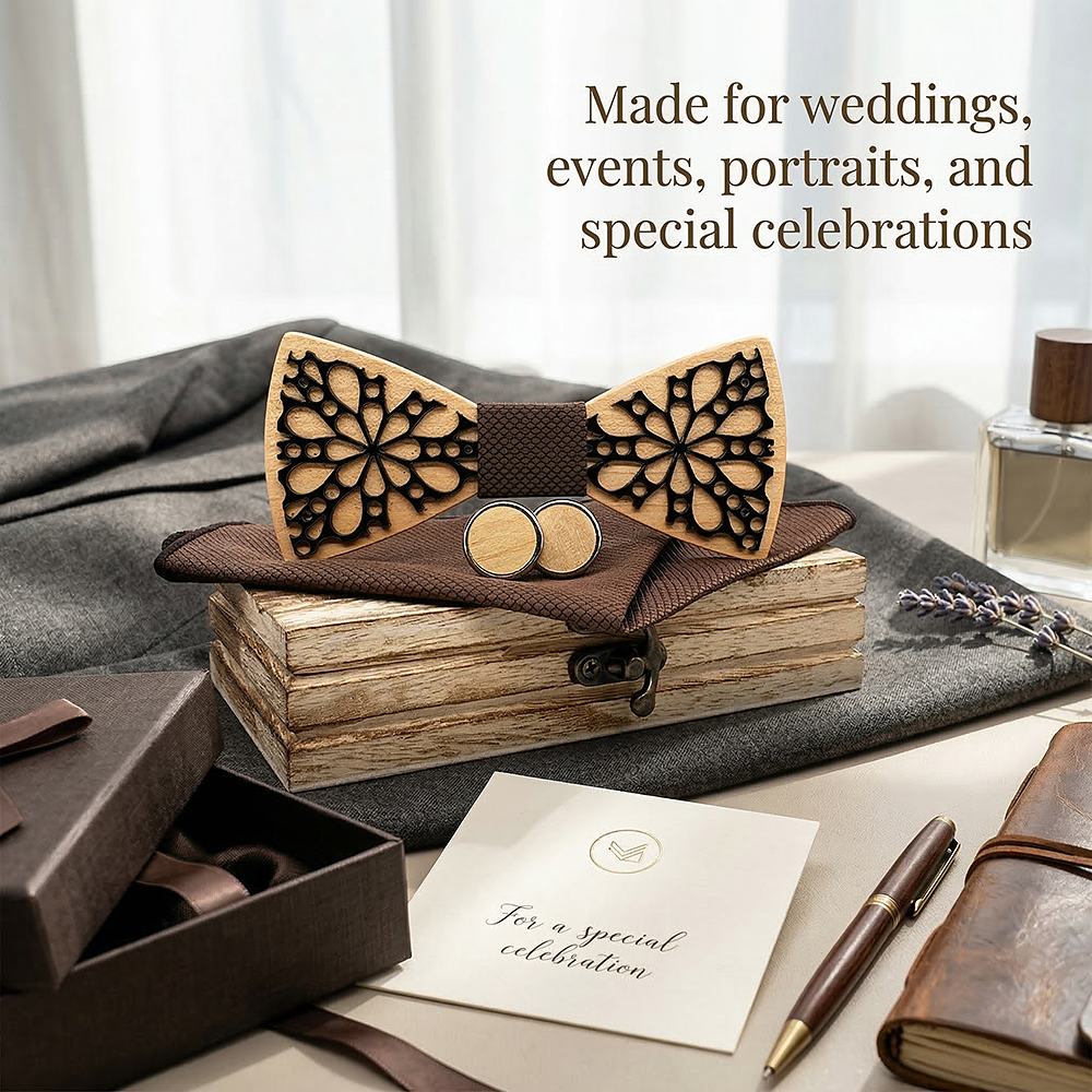 M461 M461  Floral Petal Cutout Bow Tie Set, Maple — view 4