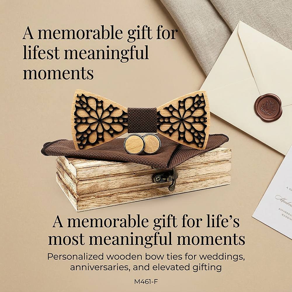 M461 M461  Floral Petal Cutout Bow Tie Set, Maple — view 6