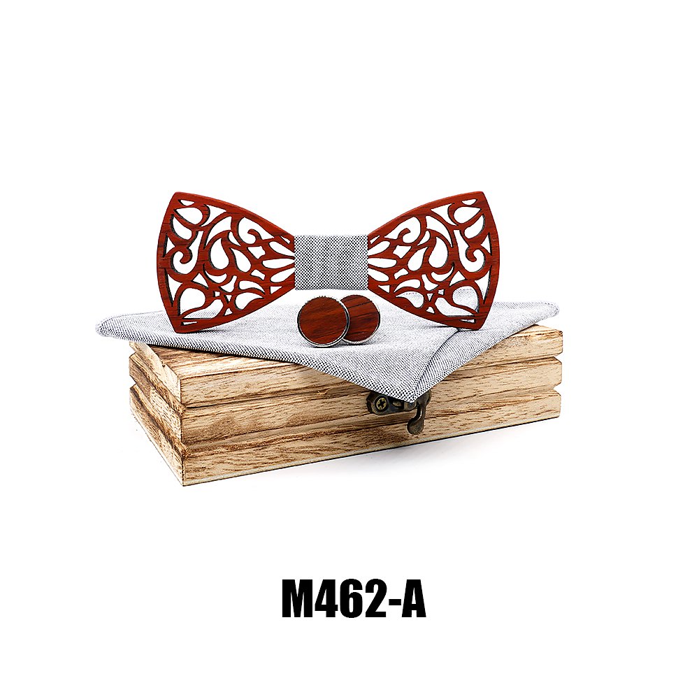 M462  Baroque Cutout Bow Tie Set, Rosewood