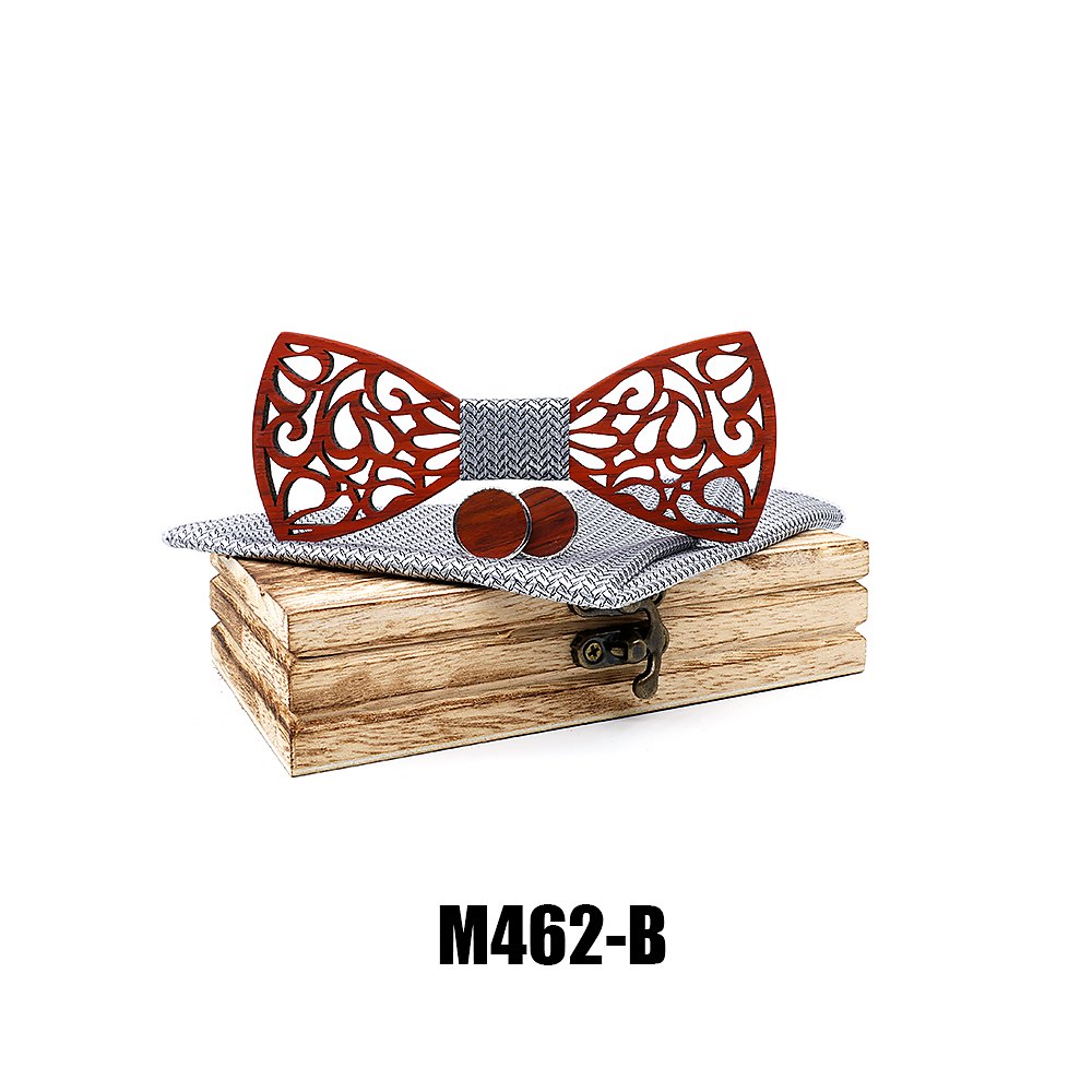 M462 M462  Baroque Cutout Bow Tie Set, Rosewood — view 2