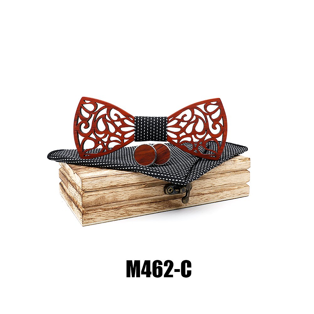 M462 M462  Baroque Cutout Bow Tie Set, Rosewood — view 3