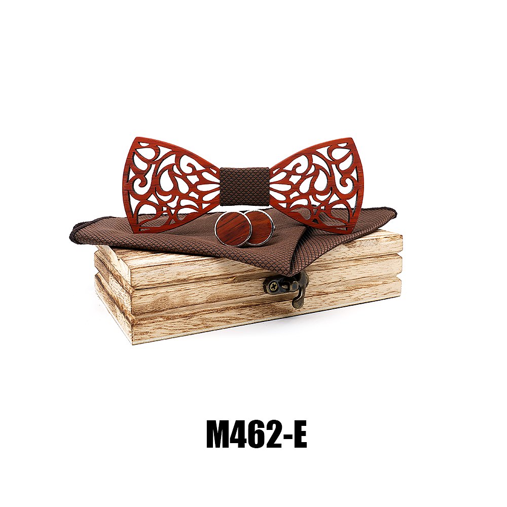 M462 M462  Baroque Cutout Bow Tie Set, Rosewood — view 5