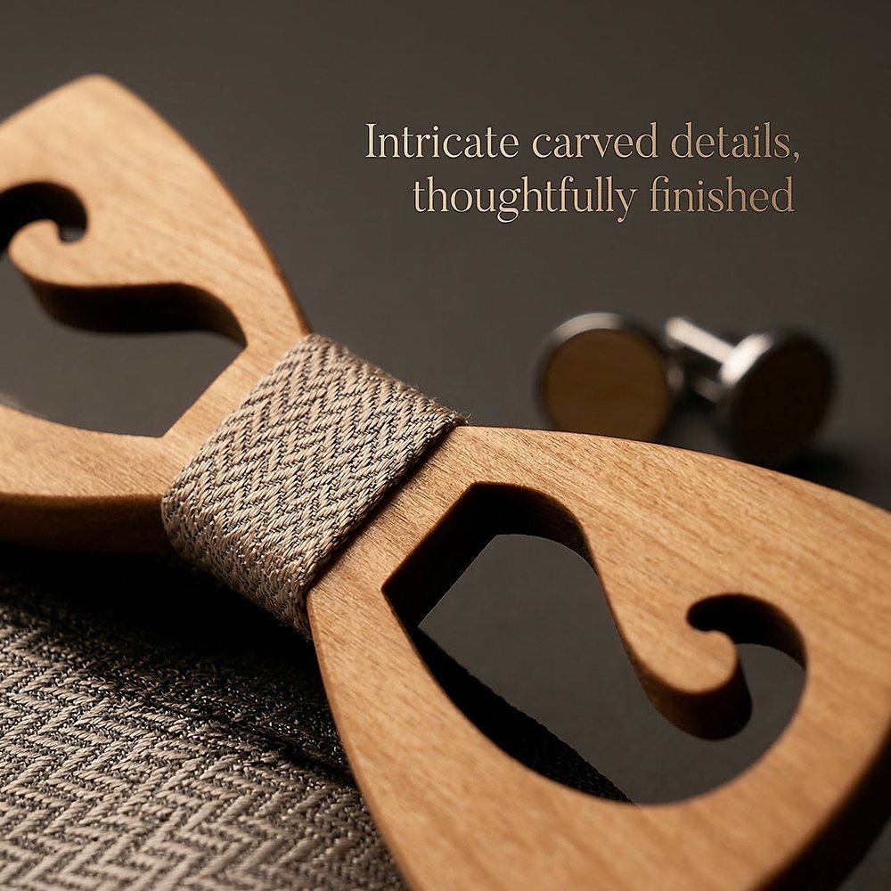 M463 M463  Mustache Cutout Bow Tie Set, Maple — view 3