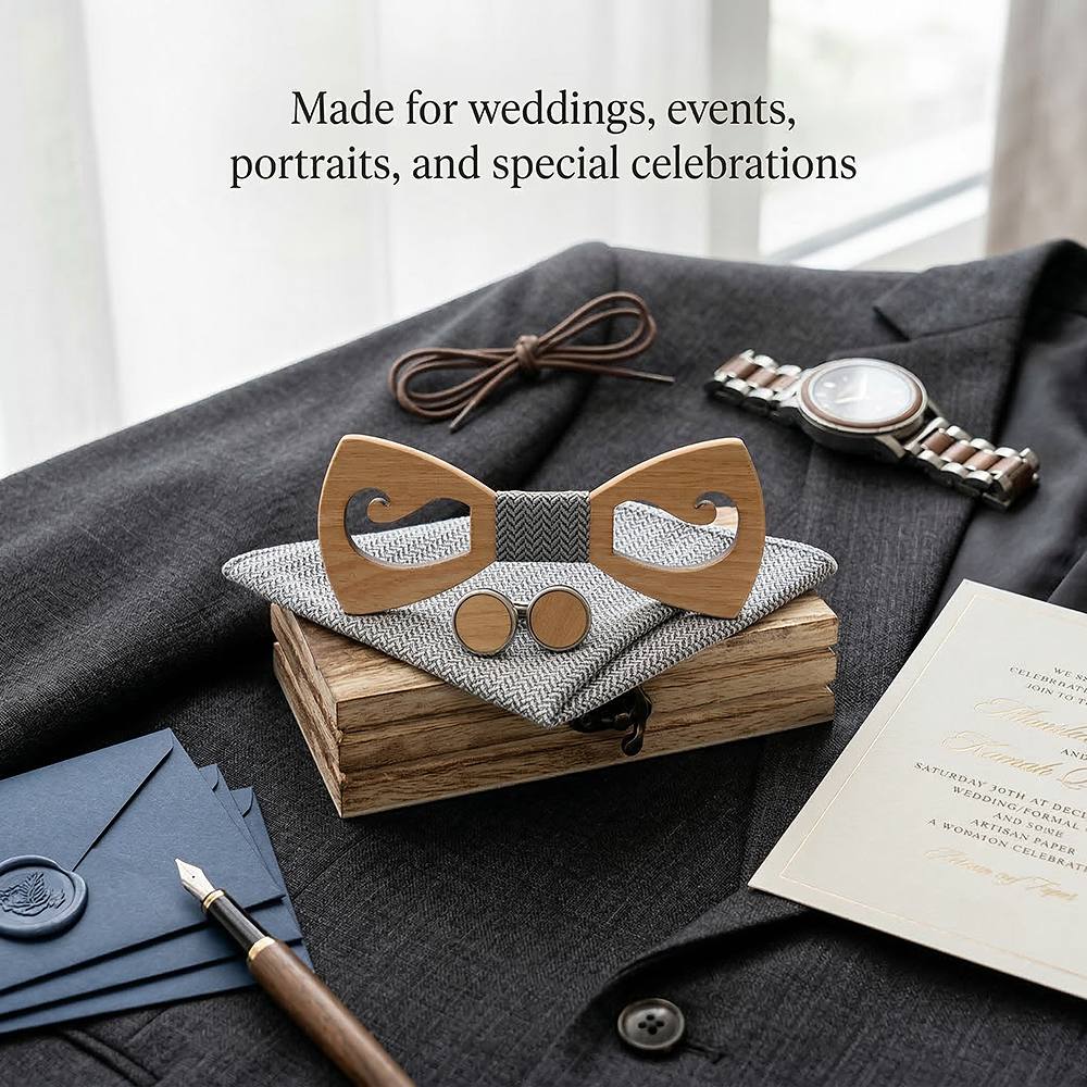 M463 M463  Mustache Cutout Bow Tie Set, Maple — view 4