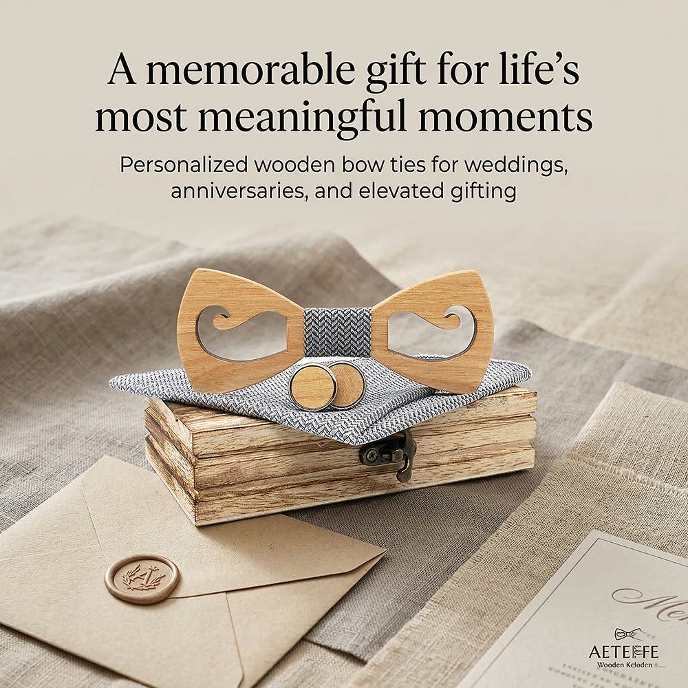 M463 M463  Mustache Cutout Bow Tie Set, Maple — view 6