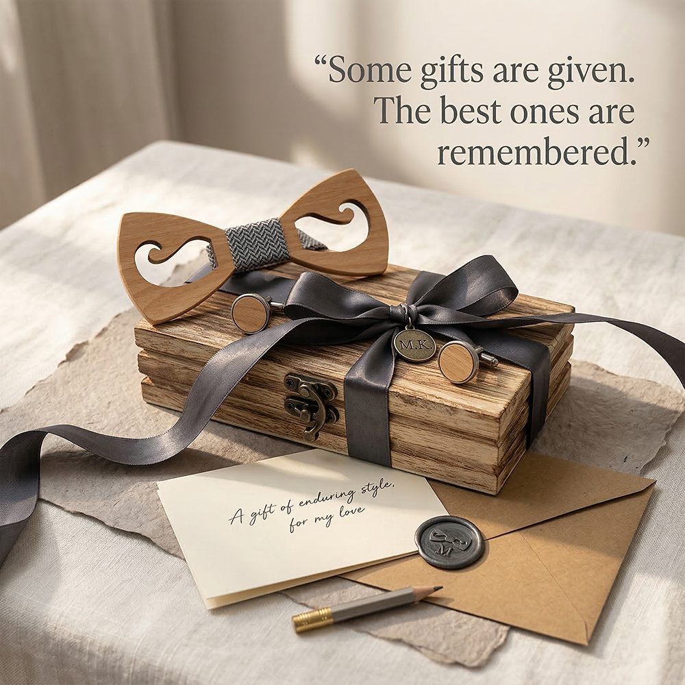 M464 M464  Mustache and Glasses Cutout Bow Tie Set, Walnut — view 12