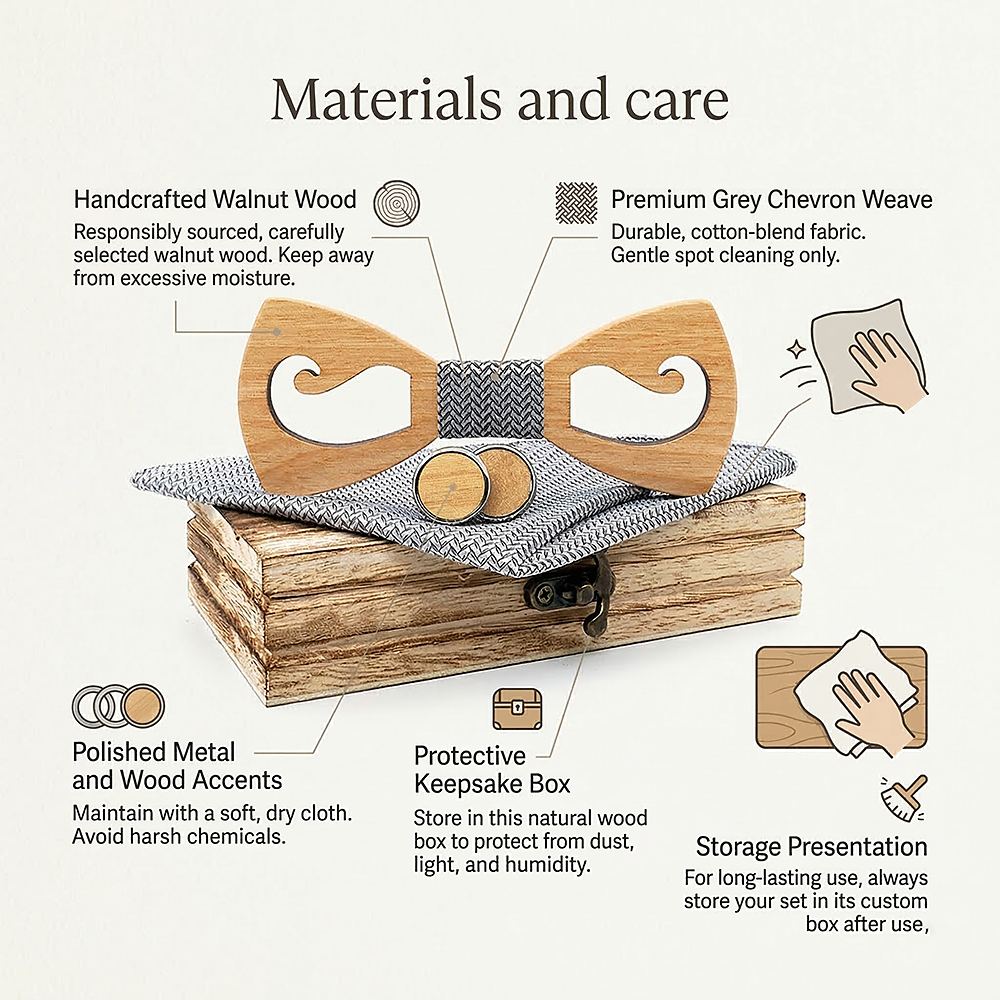 M464 M464  Mustache and Glasses Cutout Bow Tie Set, Walnut — view 2