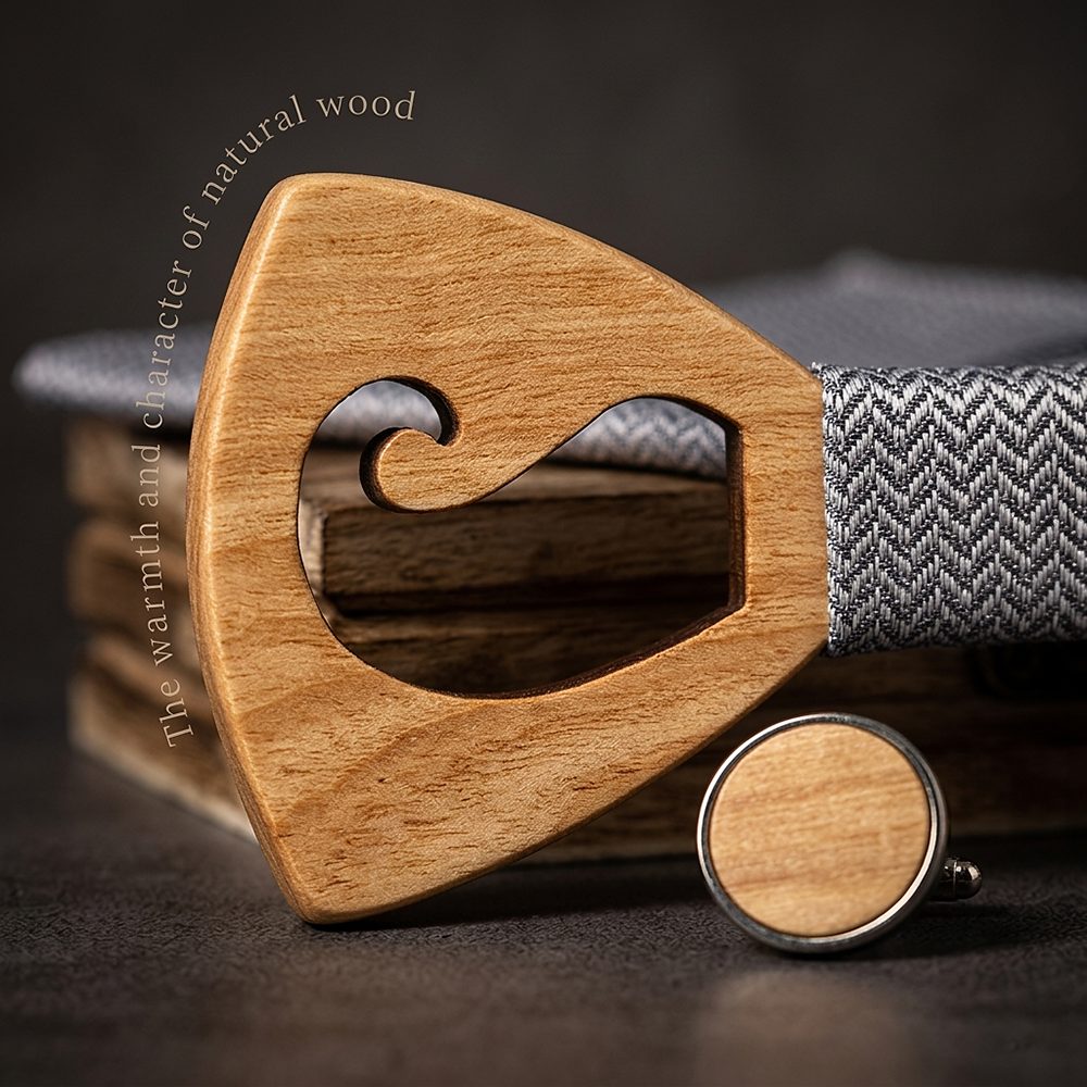 M464 M464  Mustache and Glasses Cutout Bow Tie Set, Walnut — view 4