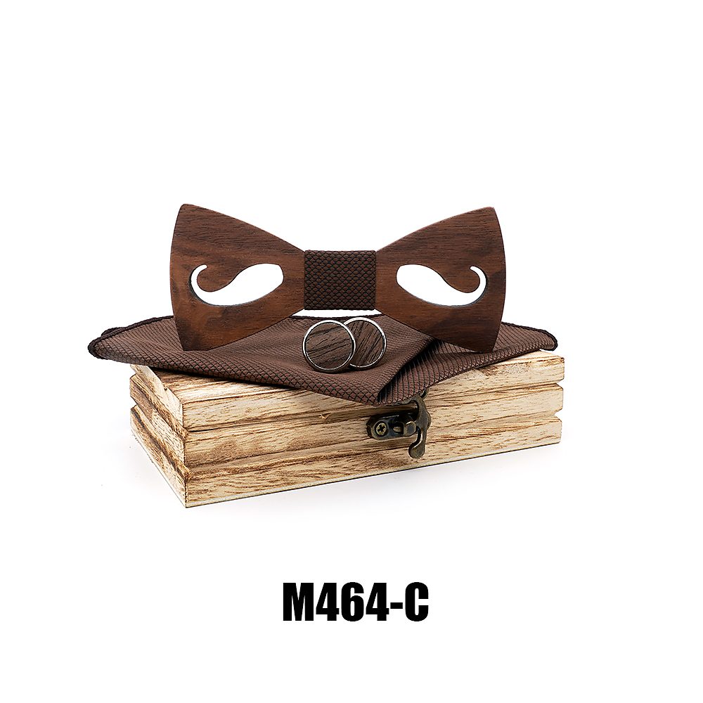 M464 M464  Mustache and Glasses Cutout Bow Tie Set, Walnut — colour C