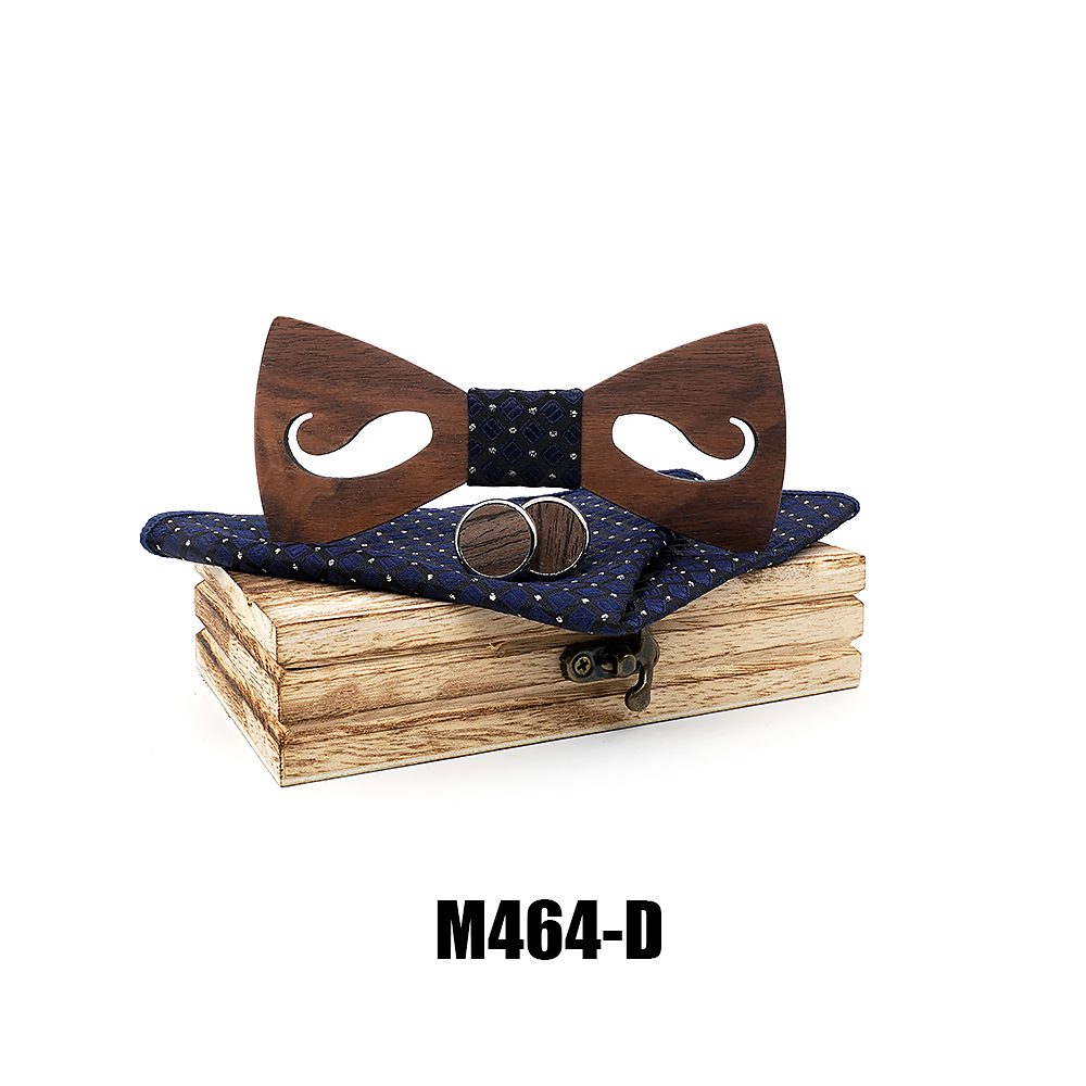 M464 M464  Mustache and Glasses Cutout Bow Tie Set, Walnut — colour D