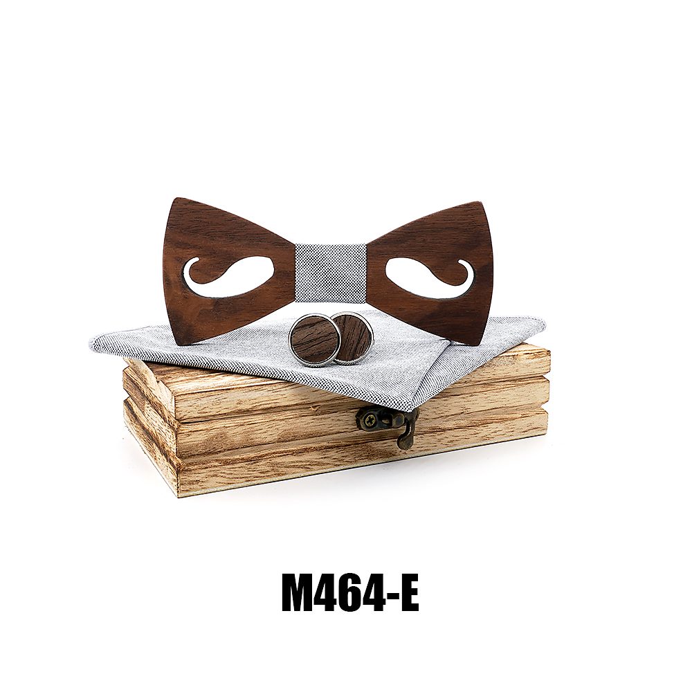 M464 M464  Mustache and Glasses Cutout Bow Tie Set, Walnut — colour E