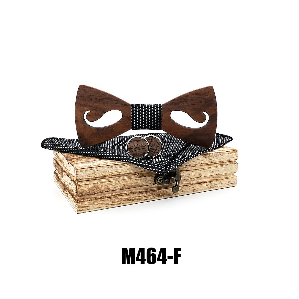 M464 M464  Mustache and Glasses Cutout Bow Tie Set, Walnut — colour F