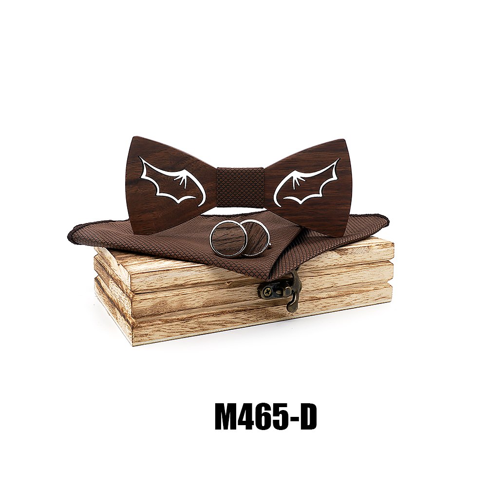 M465 M465  Bat Wing Cutout Bow Tie Set, Walnut — view 4