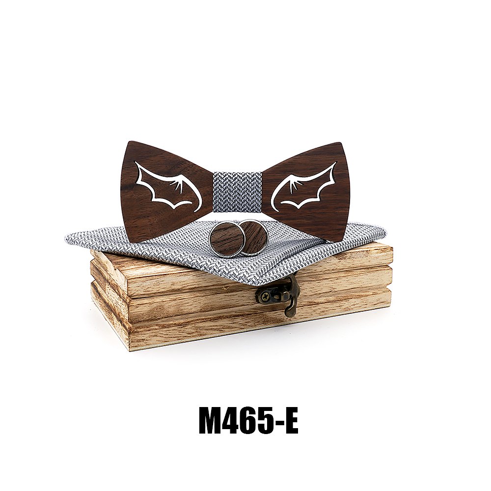 M465 M465  Bat Wing Cutout Bow Tie Set, Walnut — view 5