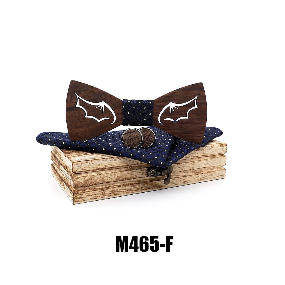 M465 M465  Bat Wing Cutout Bow Tie Set, Walnut — view 6