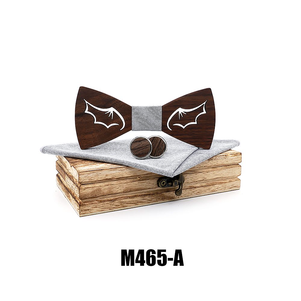 M465 M465  Bat Wing Cutout Bow Tie Set, Walnut — colour A