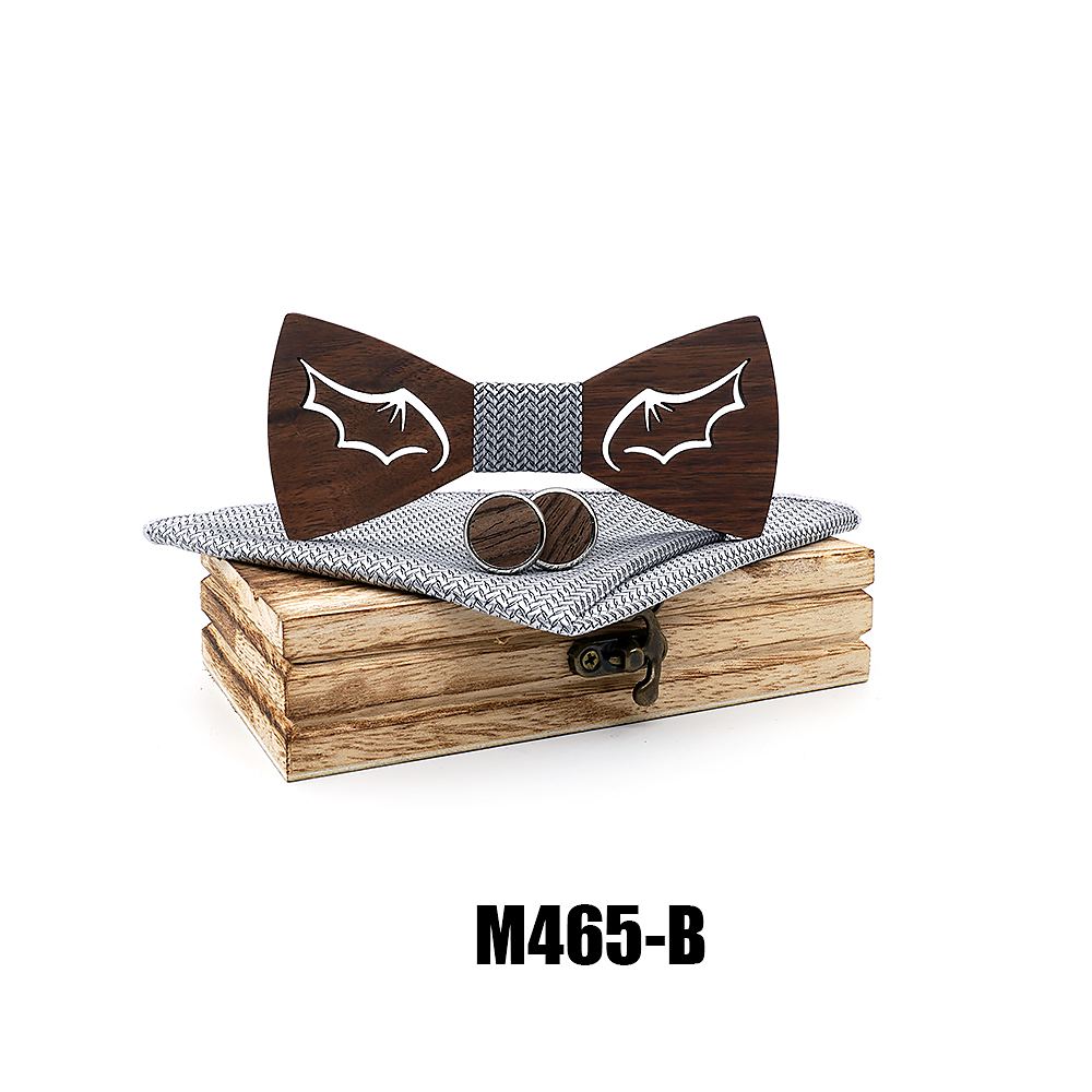 M465 M465  Bat Wing Cutout Bow Tie Set, Walnut — colour B