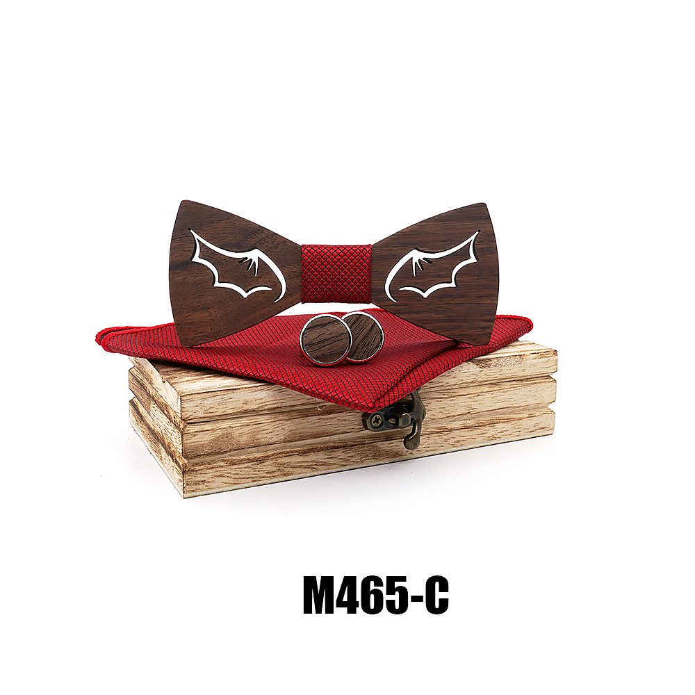 M465 M465  Bat Wing Cutout Bow Tie Set, Walnut — colour C