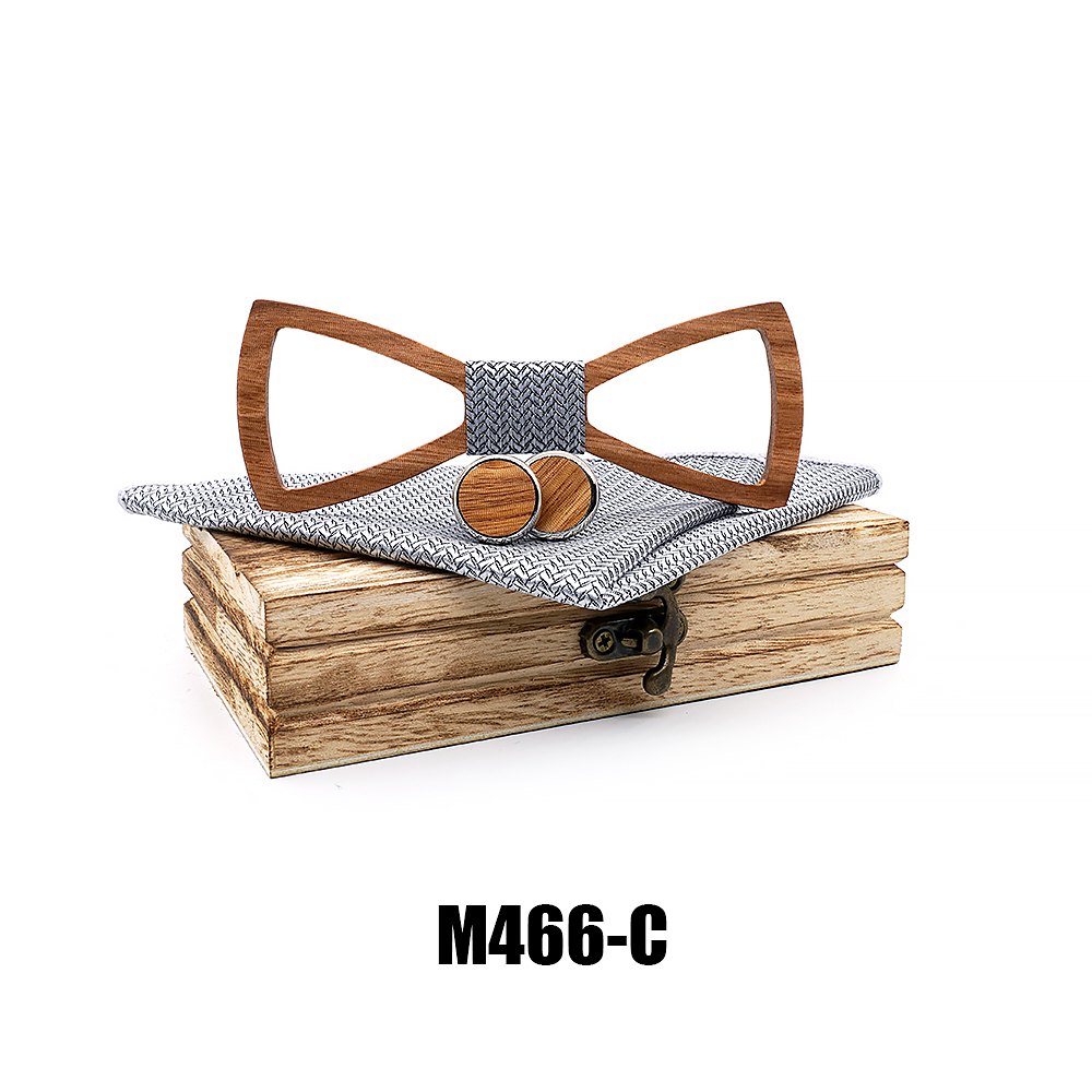 M466 M466  Open Frame Bow Tie Set, Walnut — view 3