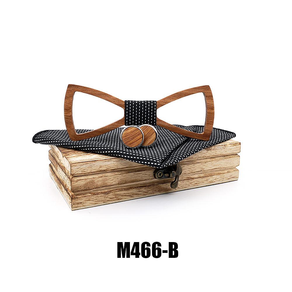 M466 M466  Open Frame Bow Tie Set, Walnut — colour B