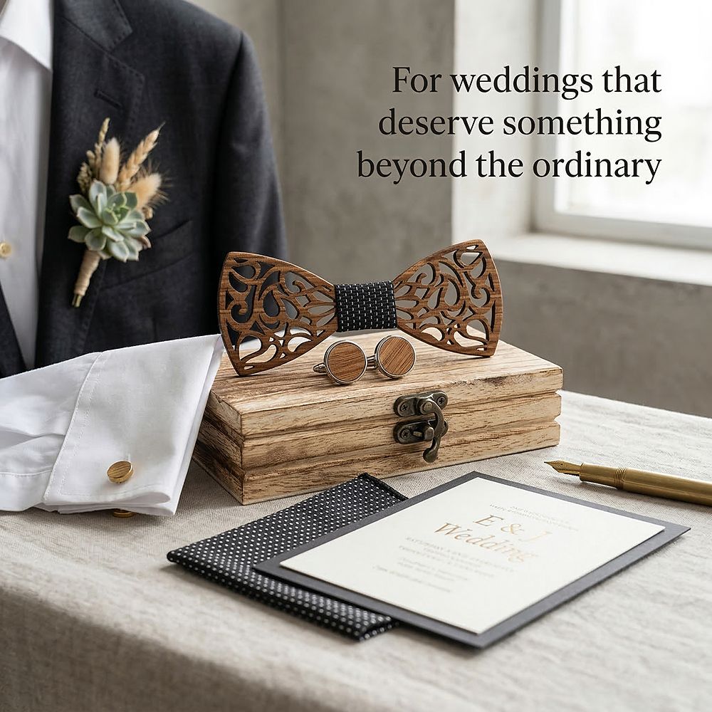 M467 M467  Vine Scroll Cutout Bow Tie Set, Zebrawood — view 2