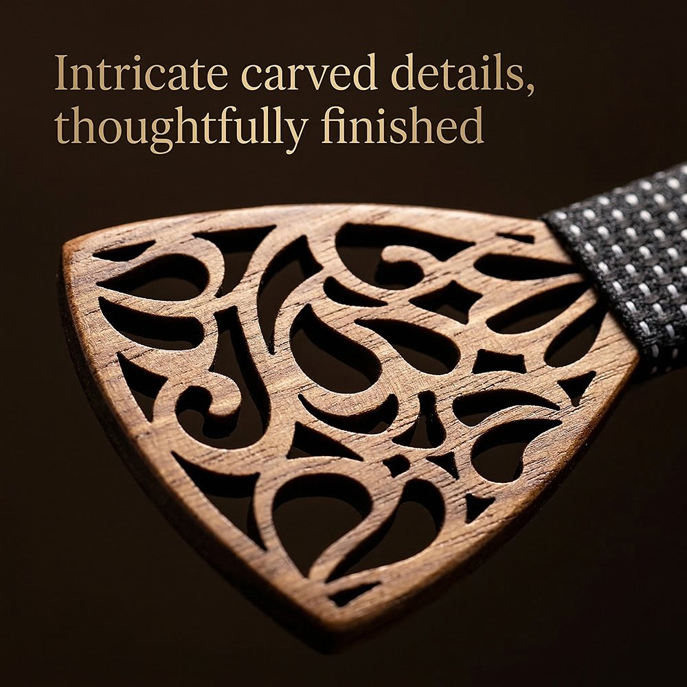 M467 M467  Vine Scroll Cutout Bow Tie Set, Zebrawood — view 3